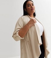 New Look Curves Stone Waterfall Duster Jacket
